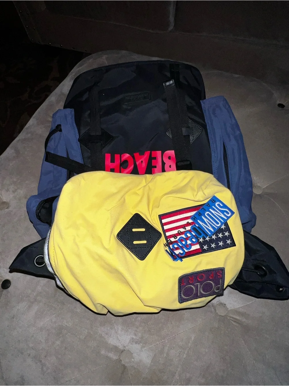 Polo by Ralph Lauren Black, Yellow & Navy 'Snow Beach' Backpack